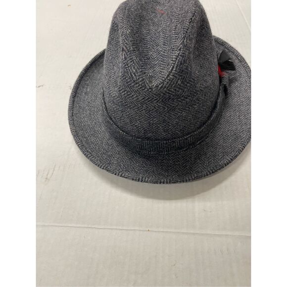 STETSON Gray 100% Pure Wool Fedora Hat Size 7 1/4 with Feather A55 - Picture 4 of 6